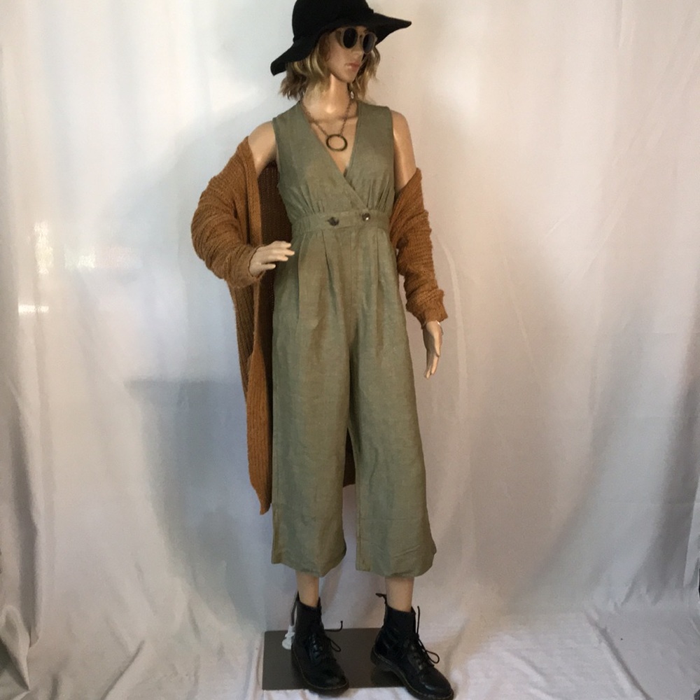 Madewell Olive Green Lenin Jumpsuit size 0